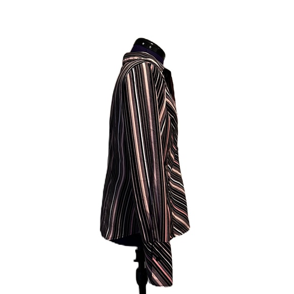 Worthington Pink Black Stripe Long Sleeve Top - Picture 2 of 11